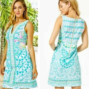 Lilly Pulitzer Sigrid Engineered Knit Shift Dress Carribean Citrus Size 8